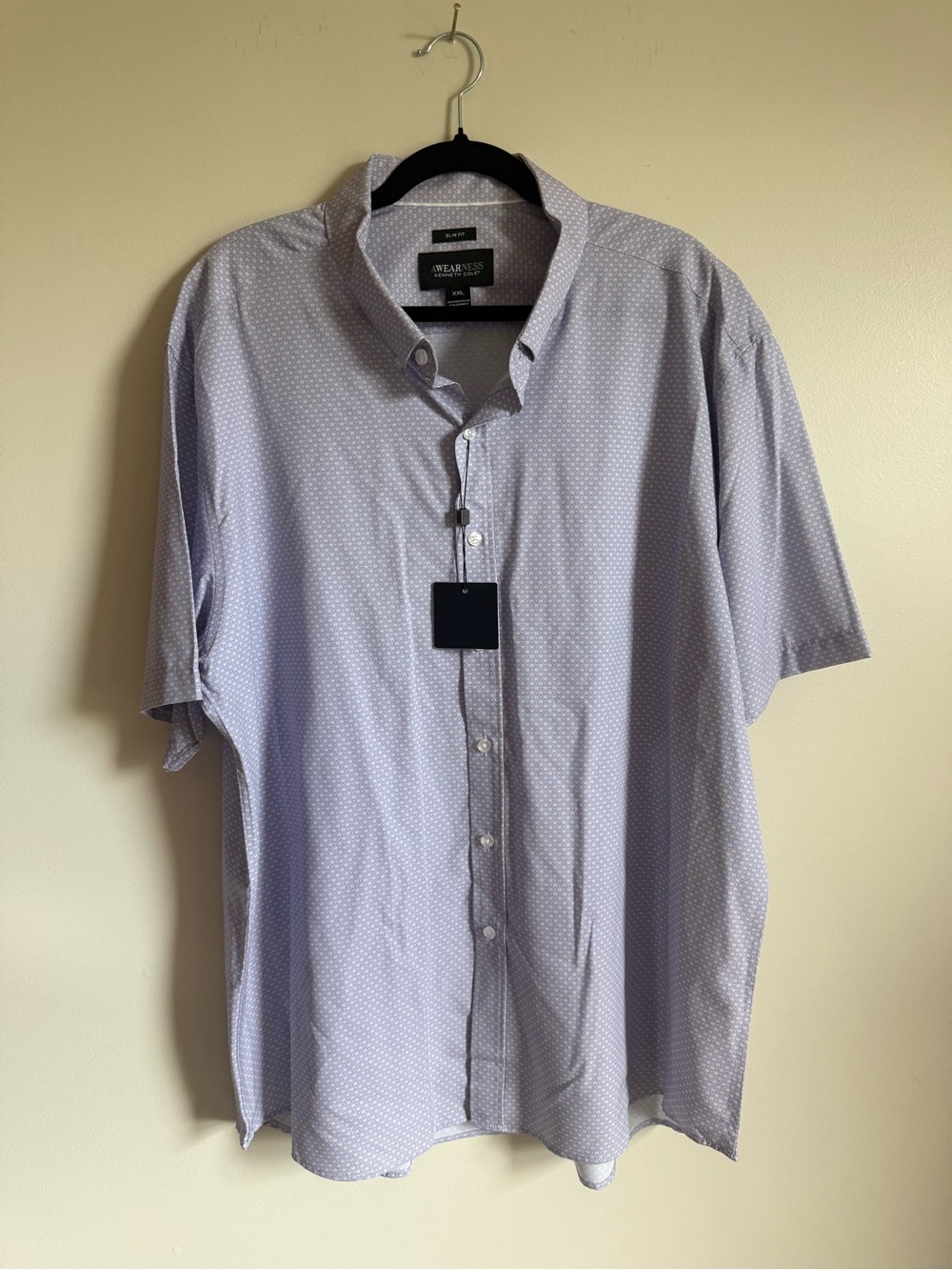 Kenneth Cole Light Lavender Short-Sleeve Button-Down Shirt